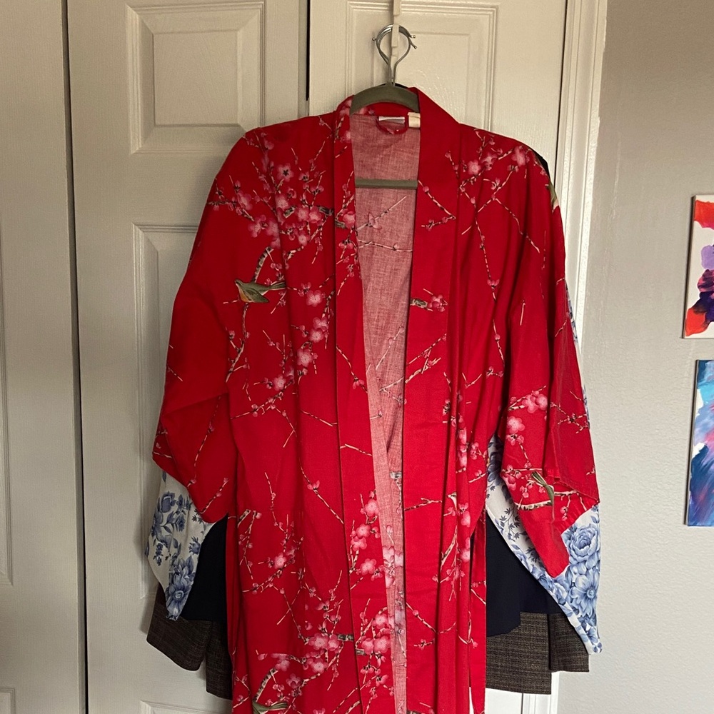 Cherry Blossom Women's Red Kimono Robe